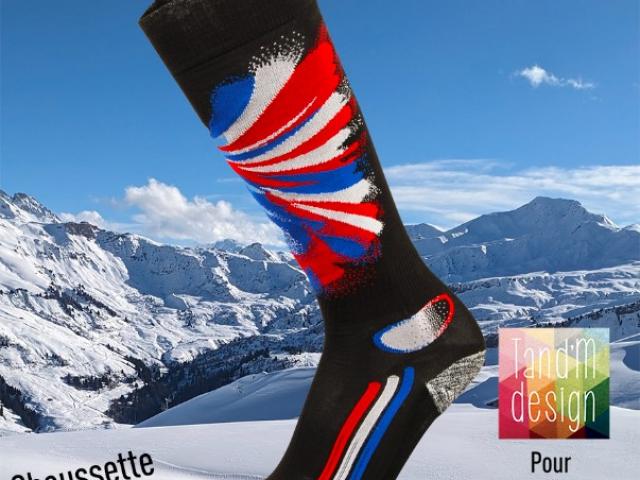 Chaussette gagnante pour l'équipe de France de ski créée par Tand'M Design